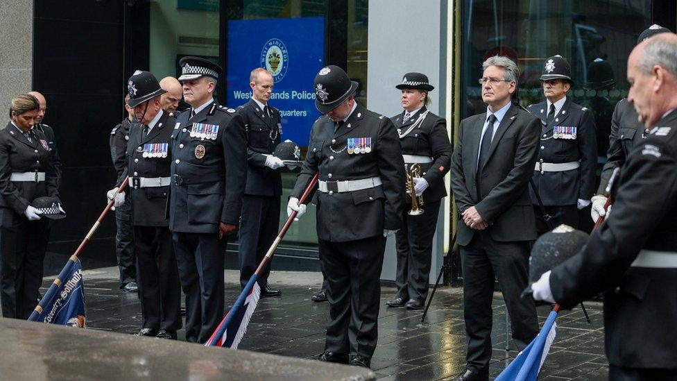 West Midlands Police and Crime Commissioner Simon Foster and Chief Constable Sir Dave Thompson during the national silence