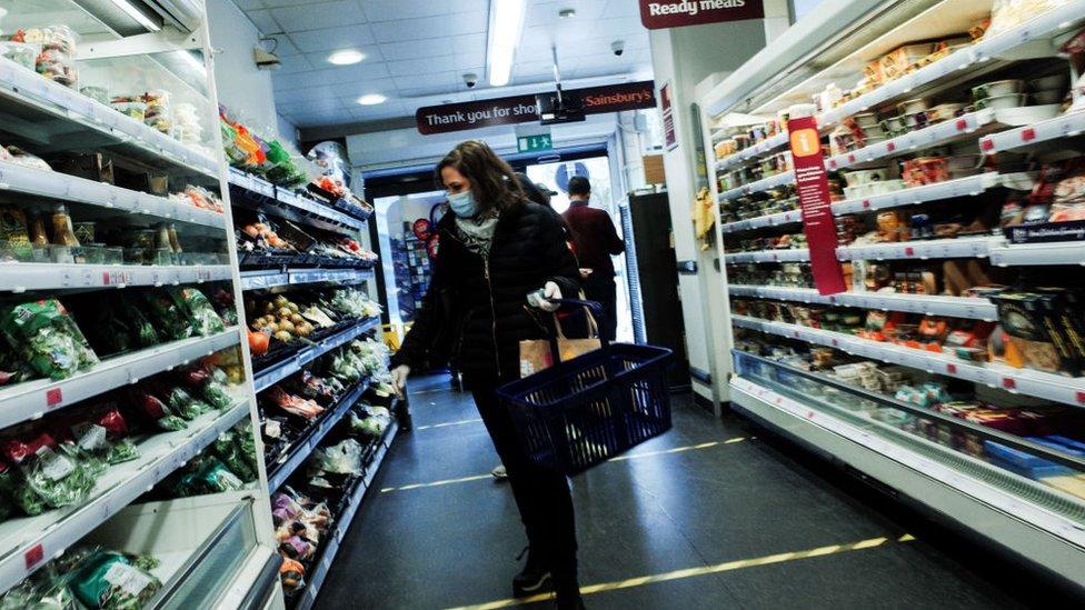 Shopper in supermarket