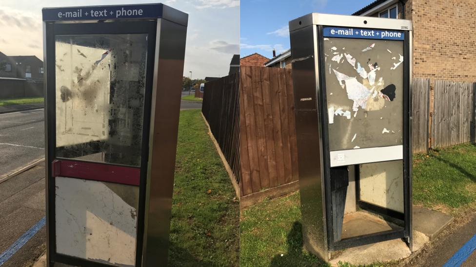 Damaged phone boxes