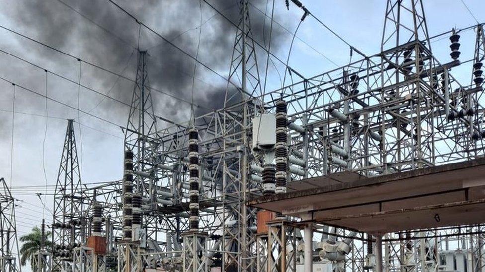 Smoke was seen rising from the station near San Juan after the fire