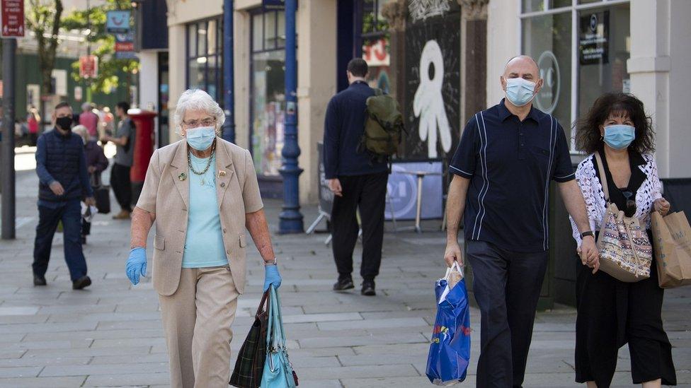 Shoppers in Newport