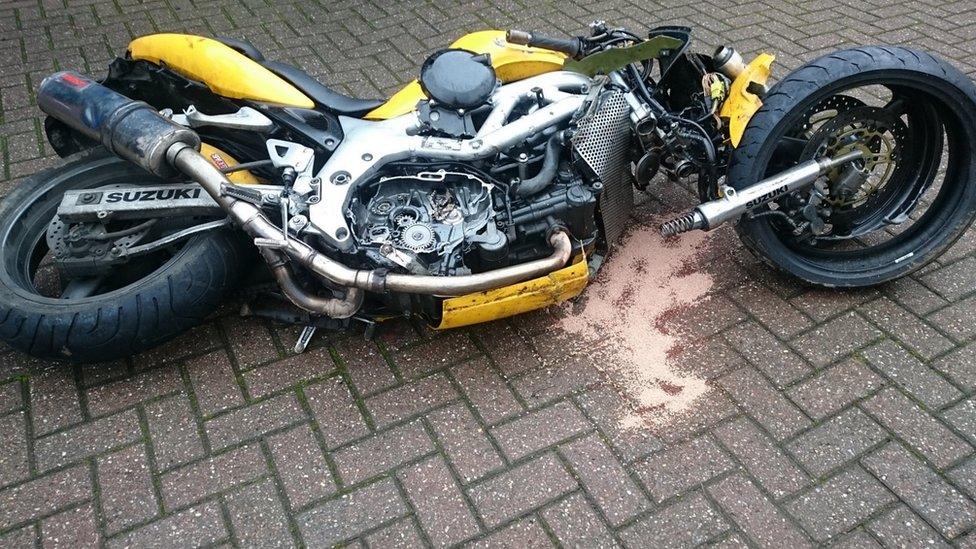 Crashed bikes