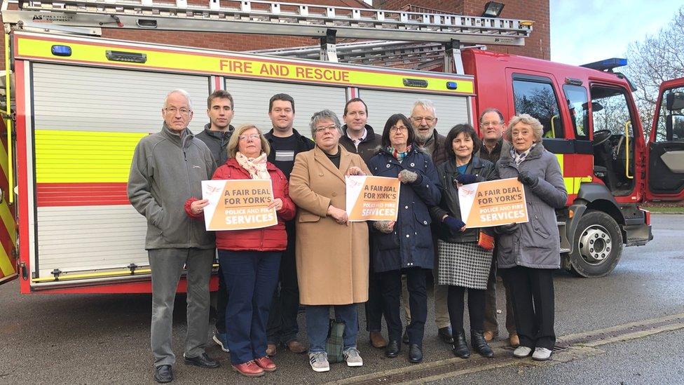 Campaigners at Huntington fire station