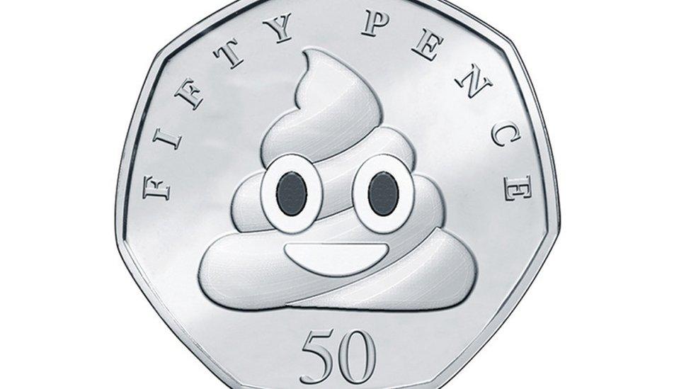 A poo emoji on a coin.