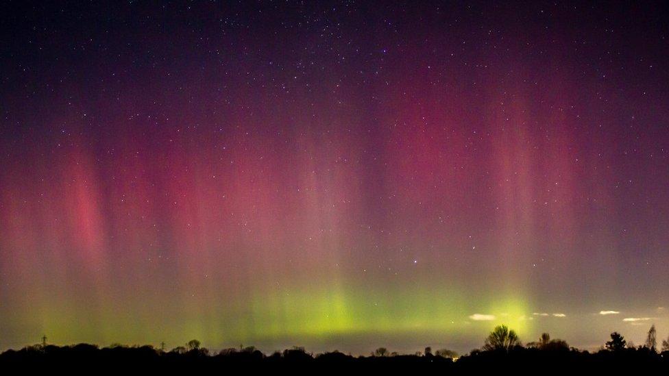 One BBC weather watcher captured the strong pink and purple hues covering the Norfolk sky