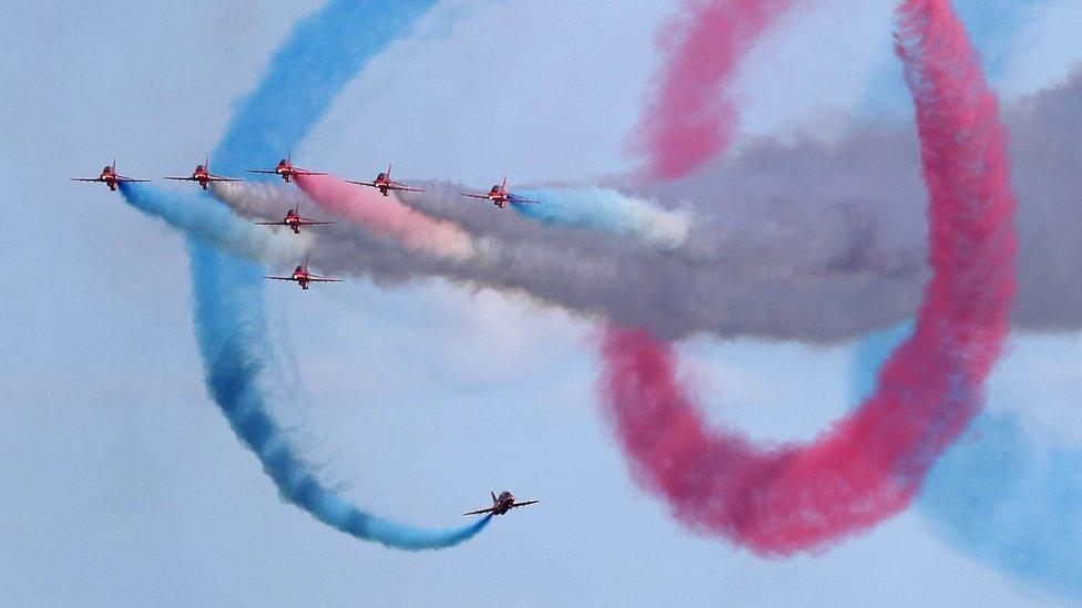 The Red Arrows display team at Bournemouth Air Festival