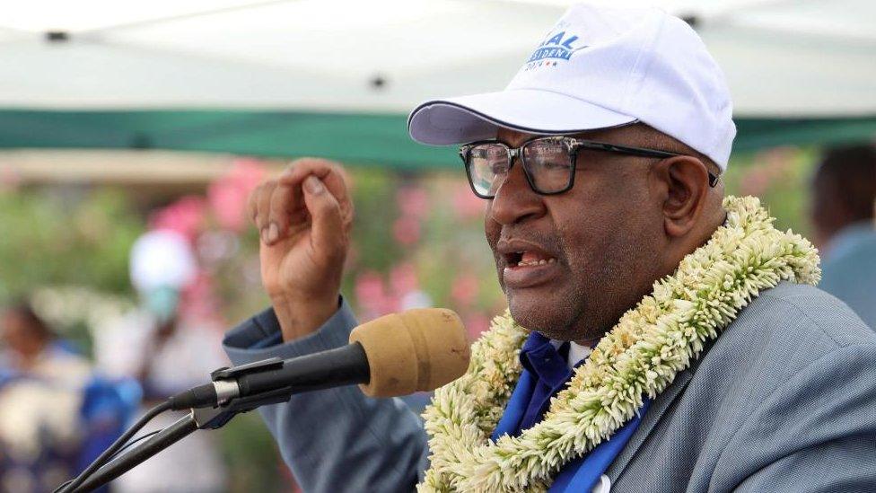 Comoros' President Azali Assoumani addresses supporters during a political rally ahead of the presidential election outside Moroni, Comoros January 9, 2024.