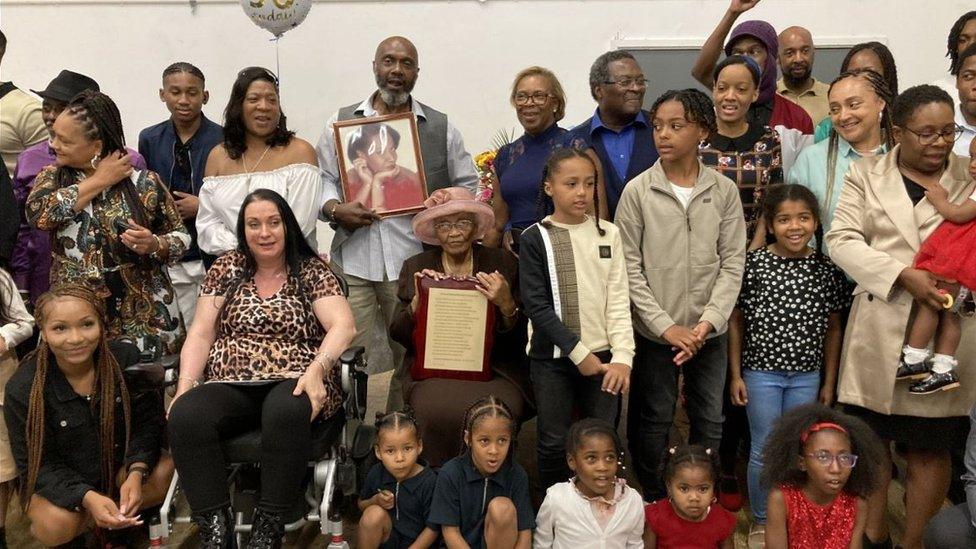 A group of Cherry's family and friends at her birthday party