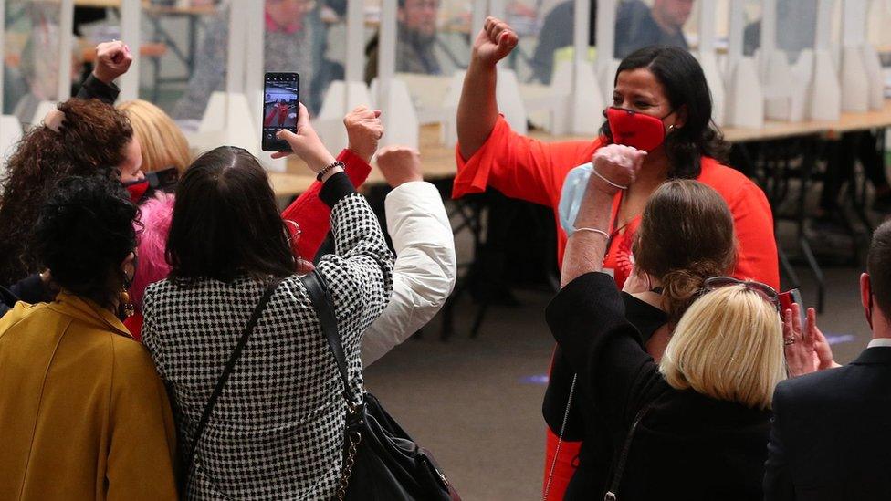 Joanne Anderson and supporters at the election count