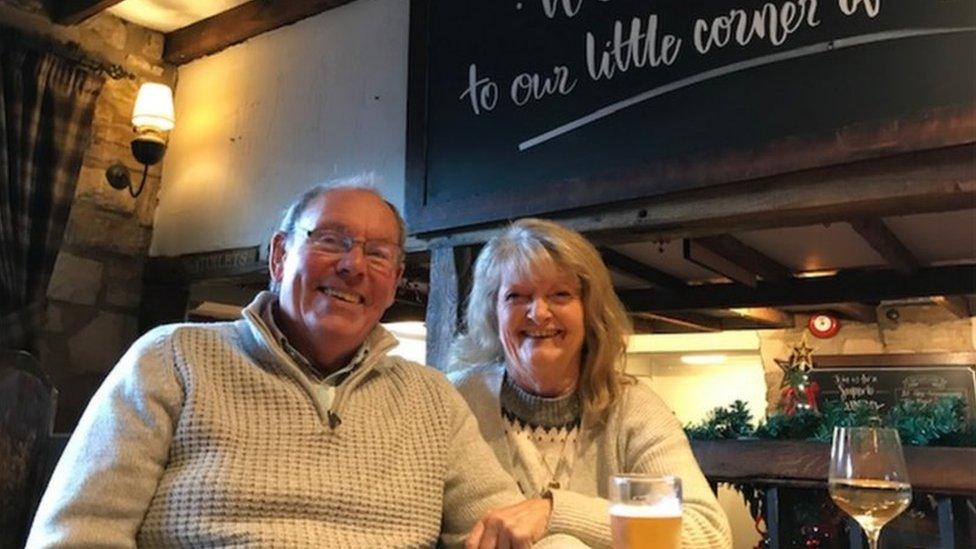 Peter and Linda Harmer sitting in the Air Balloon