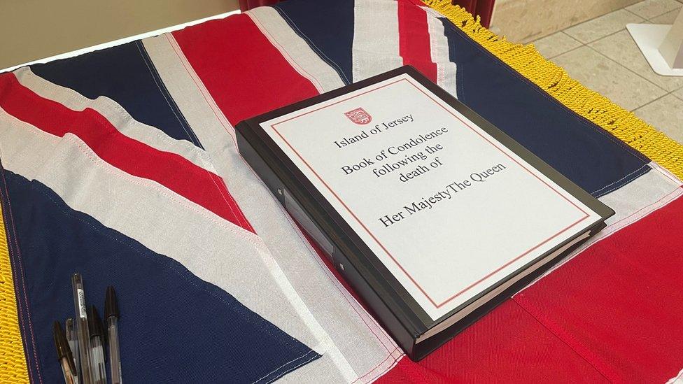 Condolence book for Queen in Jersey