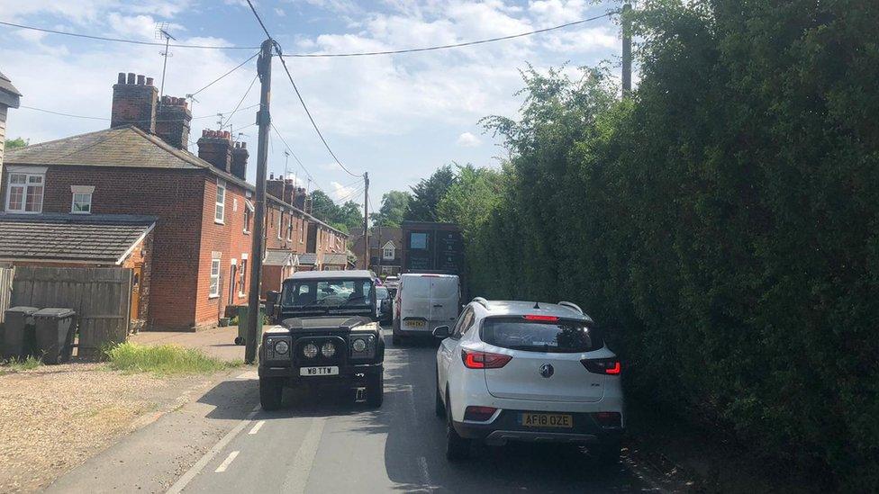 Lorries stuck in Sible Hedingham