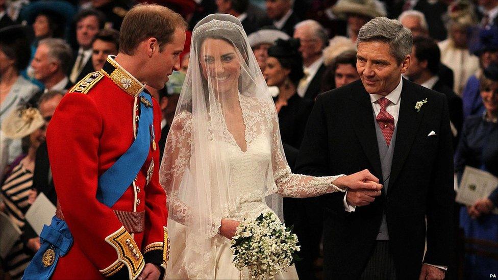 Prince William, Kate Middleton and her father, Michael