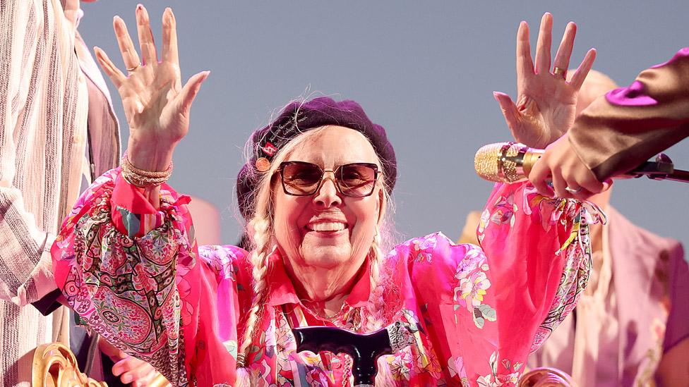 Joni Mitchell performs in concert during "Joni Jam" honouring her at Gorge Amphitheatre on June 10, 2023