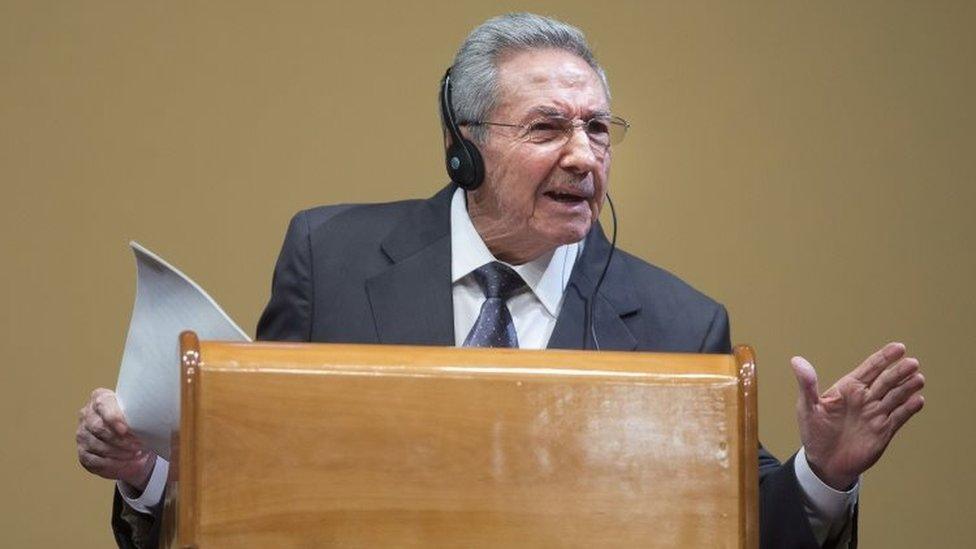 Cuban President Raul Castro reacts to a question during a joint news conference with President Barack Obama in Havana