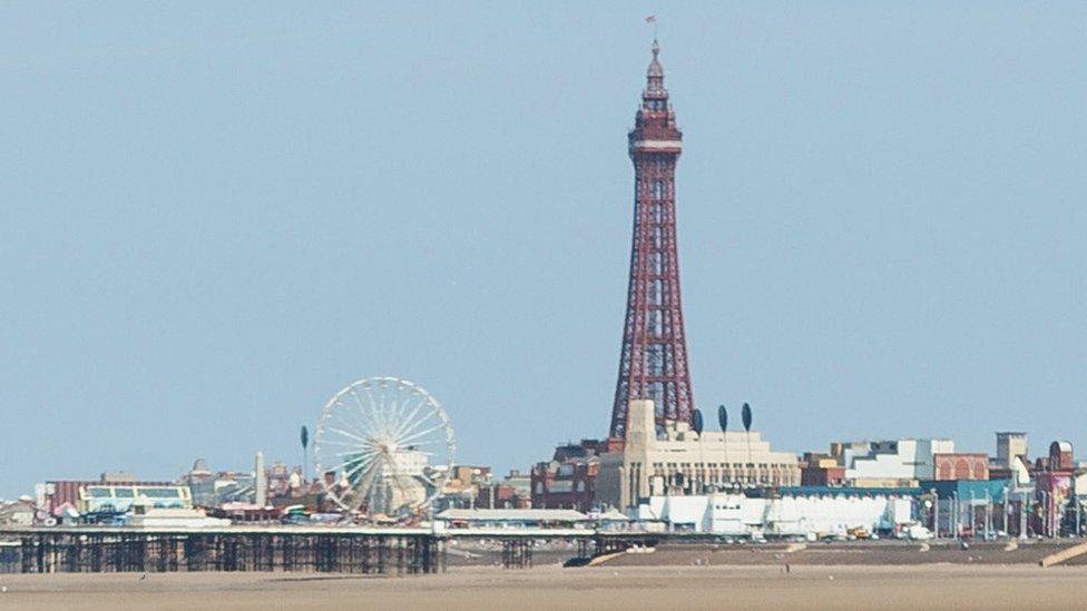 Beach at Blackpool with tower behind