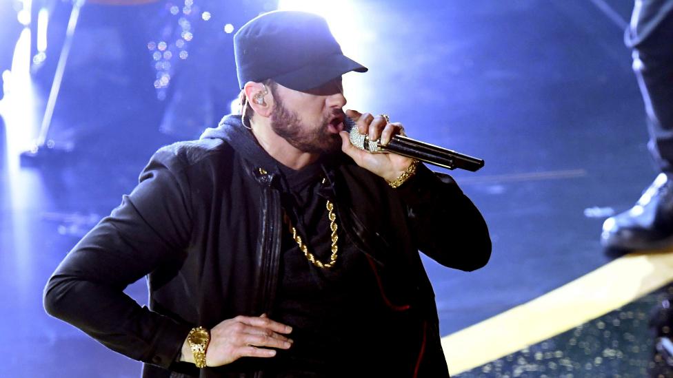 US rapper Eminem performs onstage during the 92nd Oscars at the Dolby Theatre in Hollywood, California on February 9, 2020