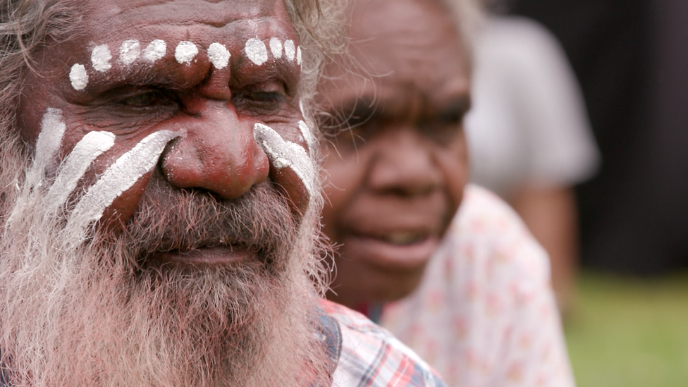 Anangu elder during a welcome ceremony at Ayers rock resort