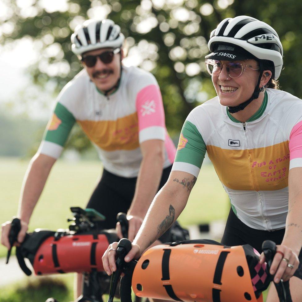 Alice Shepherd Erlac and husband Ziga on cycling challenge