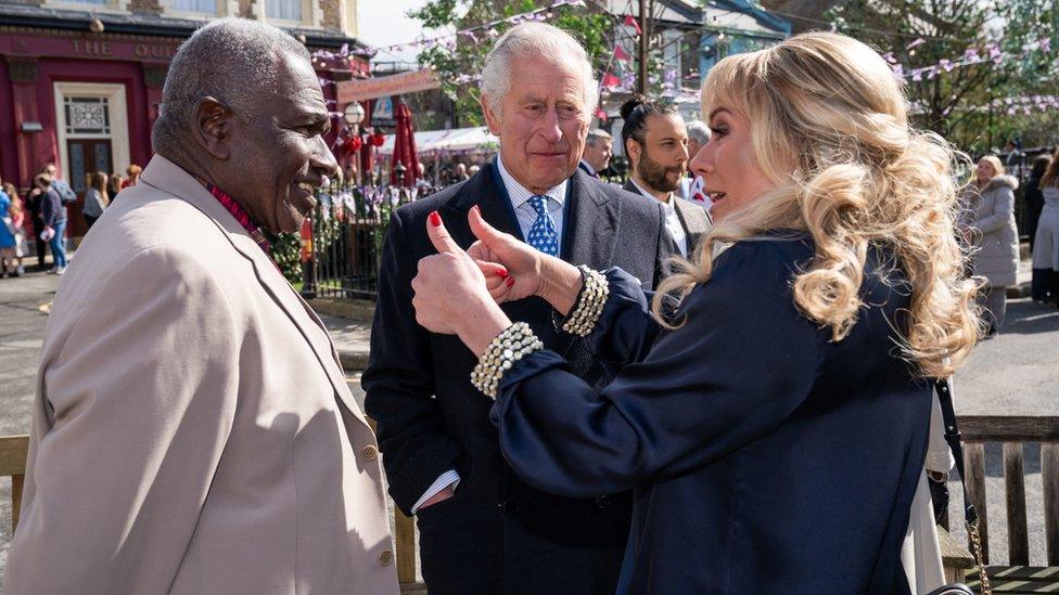 The Prince of Wales with Letitia Dean and Rudolph Walker