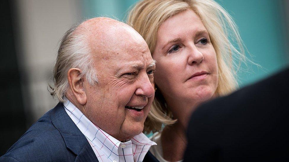 Fox News chairman Roger Ailes walks with his wife Elizabeth Tilson as they leave the News Corp building, July 19, 2016 in New York