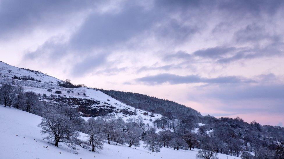 Snow on hills