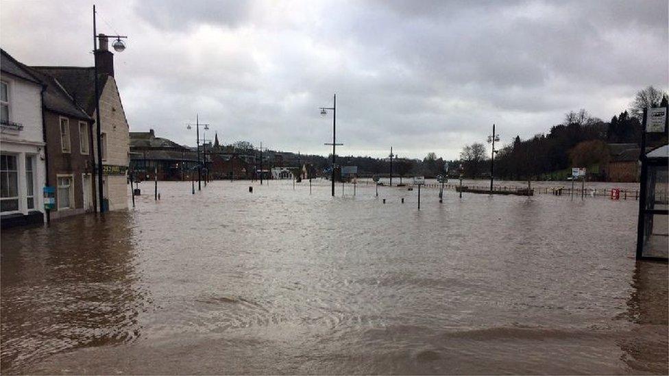 Flooded car park in Dumfries