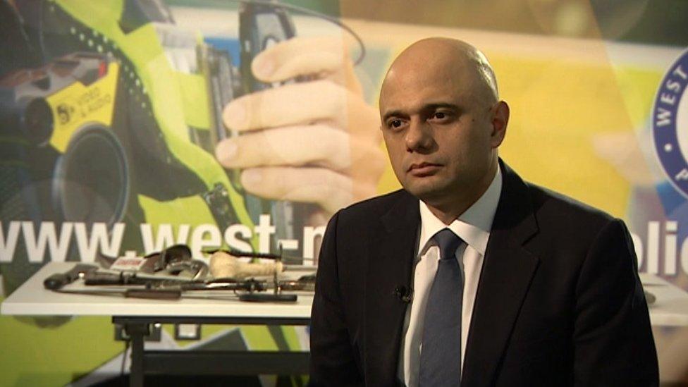 MP Sajid Javid in Birmingham earlier