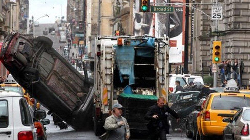 crash scene for film in Glasgow