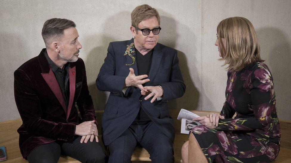 David Furnish, Elton John and Victoria Derbyshire