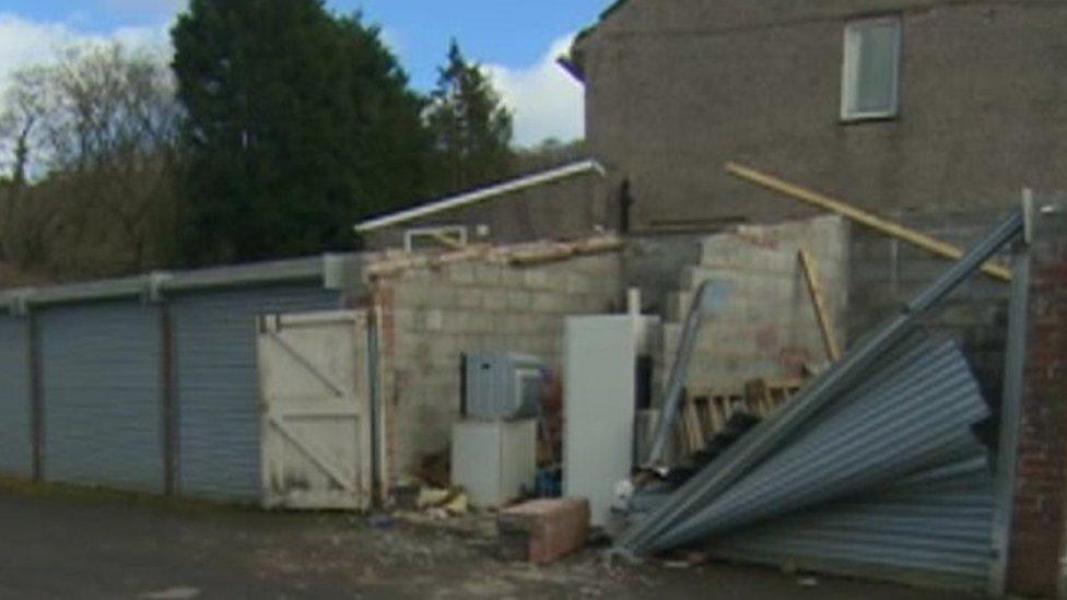 Damaged garages in Pontardawe