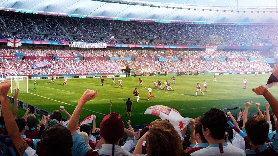 Computer generated handout image released by West Ham United Football Club of Olympic Stadium