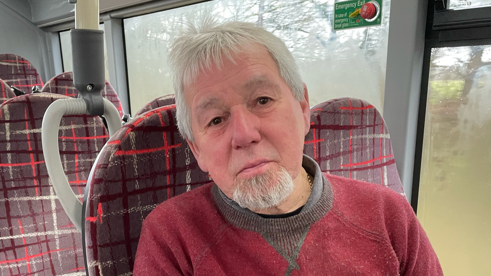 Passenger Malcolm Banyer on the X55 bus