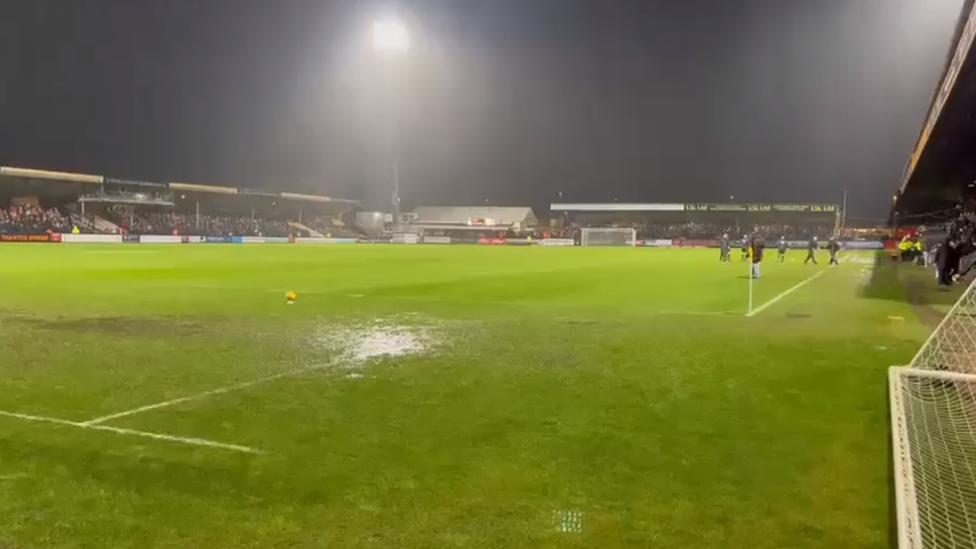 Cambridge v Bolton waterlogged pitch