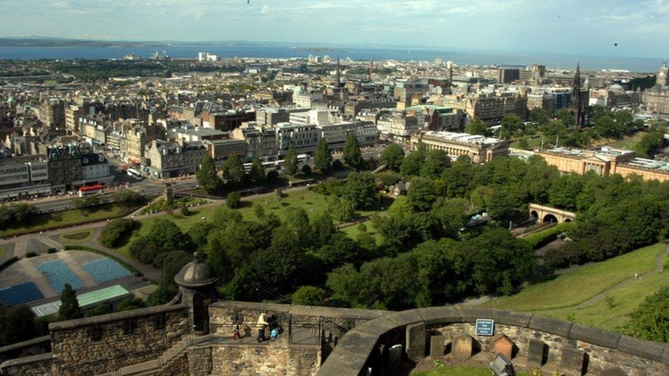 A view of Edinburgh's skyline from Edinburgh Castle