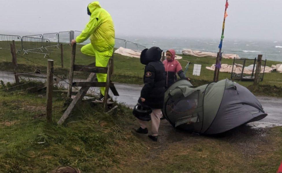 Muddy scenes as campers pack up at Tiree Music Festival