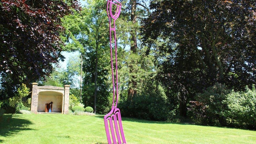 Pink Fork sculpture by Michael Craig Martin