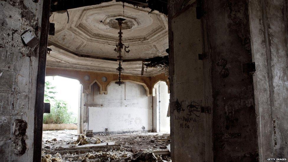 Picture taken on November 23, 2010 shows parts of the former palace of Mobutu Sese Seko, in Gbadolite.