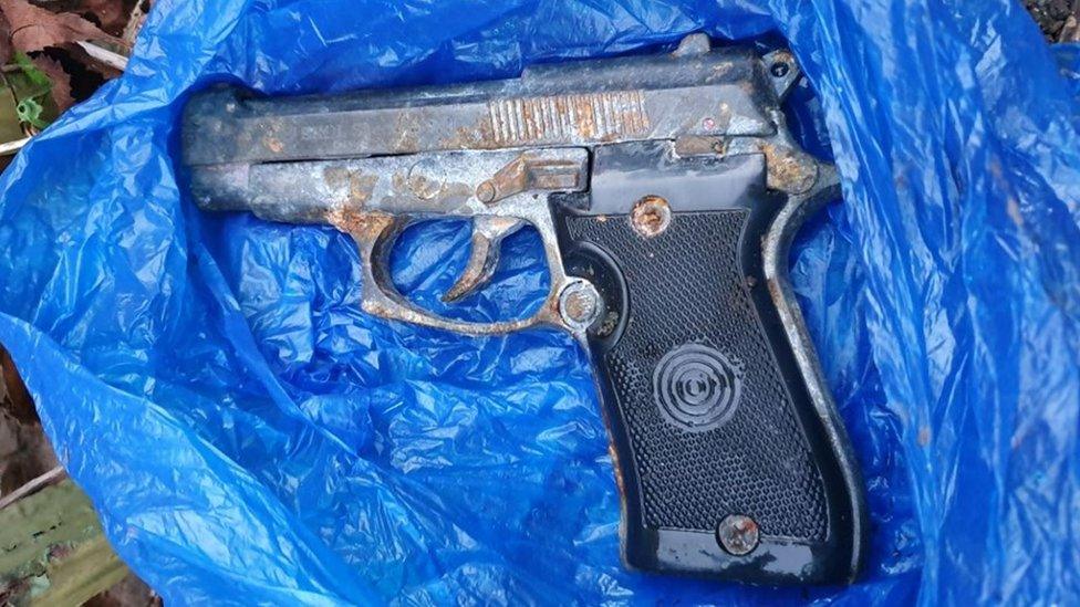 The handgun recovered by police officers