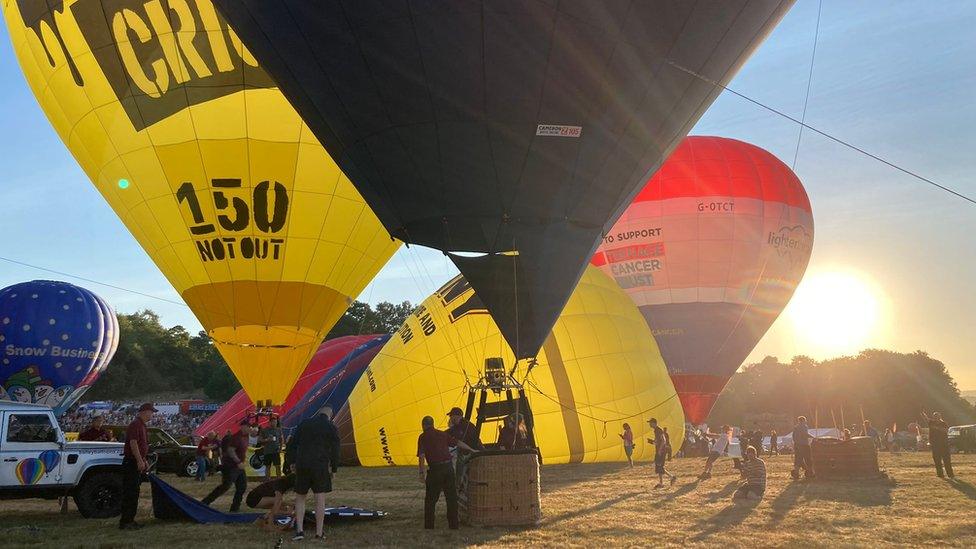 Hot air balloons take to the sky