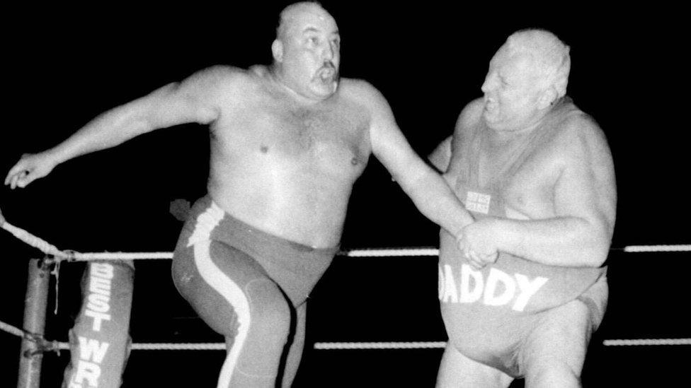 Mal Kirk (left) in action against Big Daddy