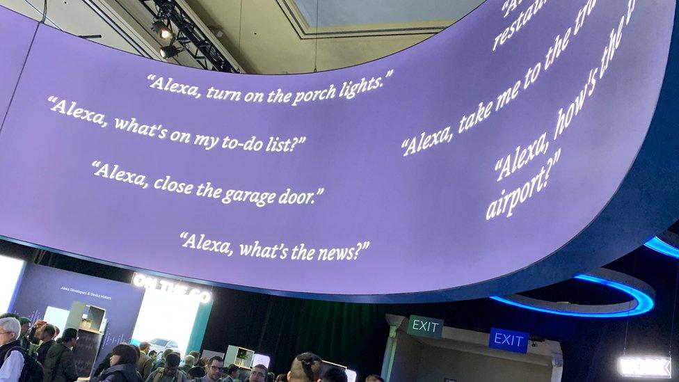 Example Alexa commands on display at CES