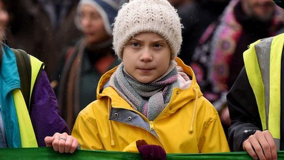 Greta Thunberg leads the crowds through Bristol city centre