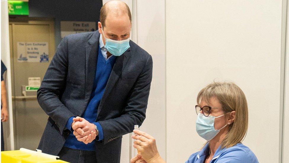 Duke of Cambridge visits King's Lynn Corn Exchange Vaccination Centre