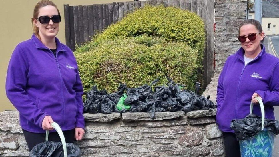 Poo patrol - Brecon Lucy Mills (left) Elen Kelly