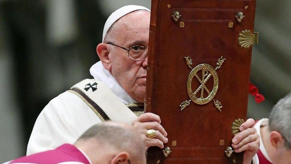 Pope Francis leads the midnight Christmas Mass in Saint Peters Basilica (24 December 2015)