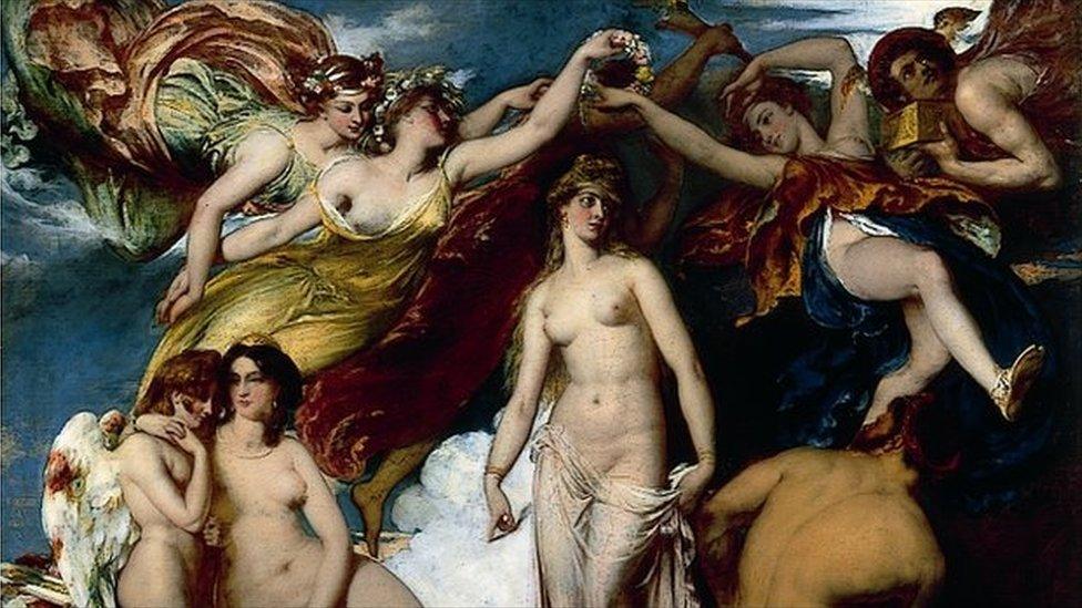 William Etty, (1787 - 1849) Pandora crowned by the Seasons (detail) 1824, oil on canvas. Copyright Leeds Museums and Galleries.