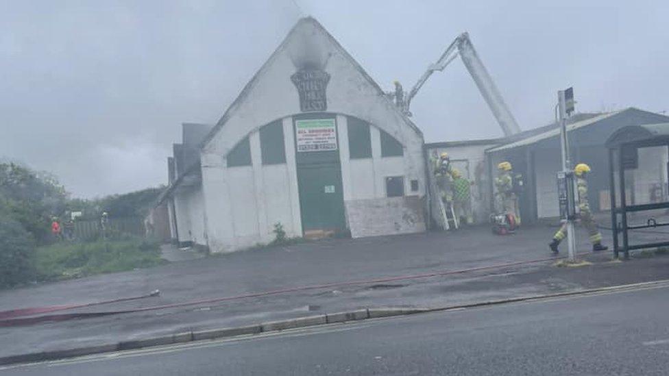 smoke at the derelict church