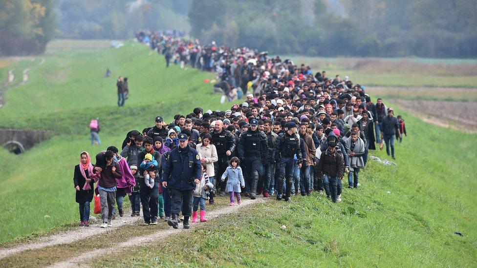 Migrants passing through Slovenia