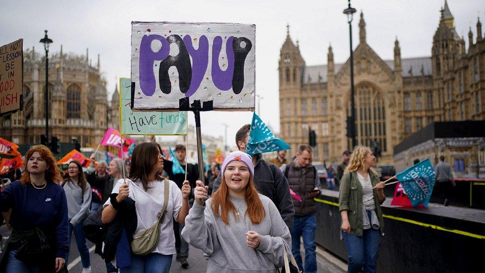 Striking teachers outside Westminster